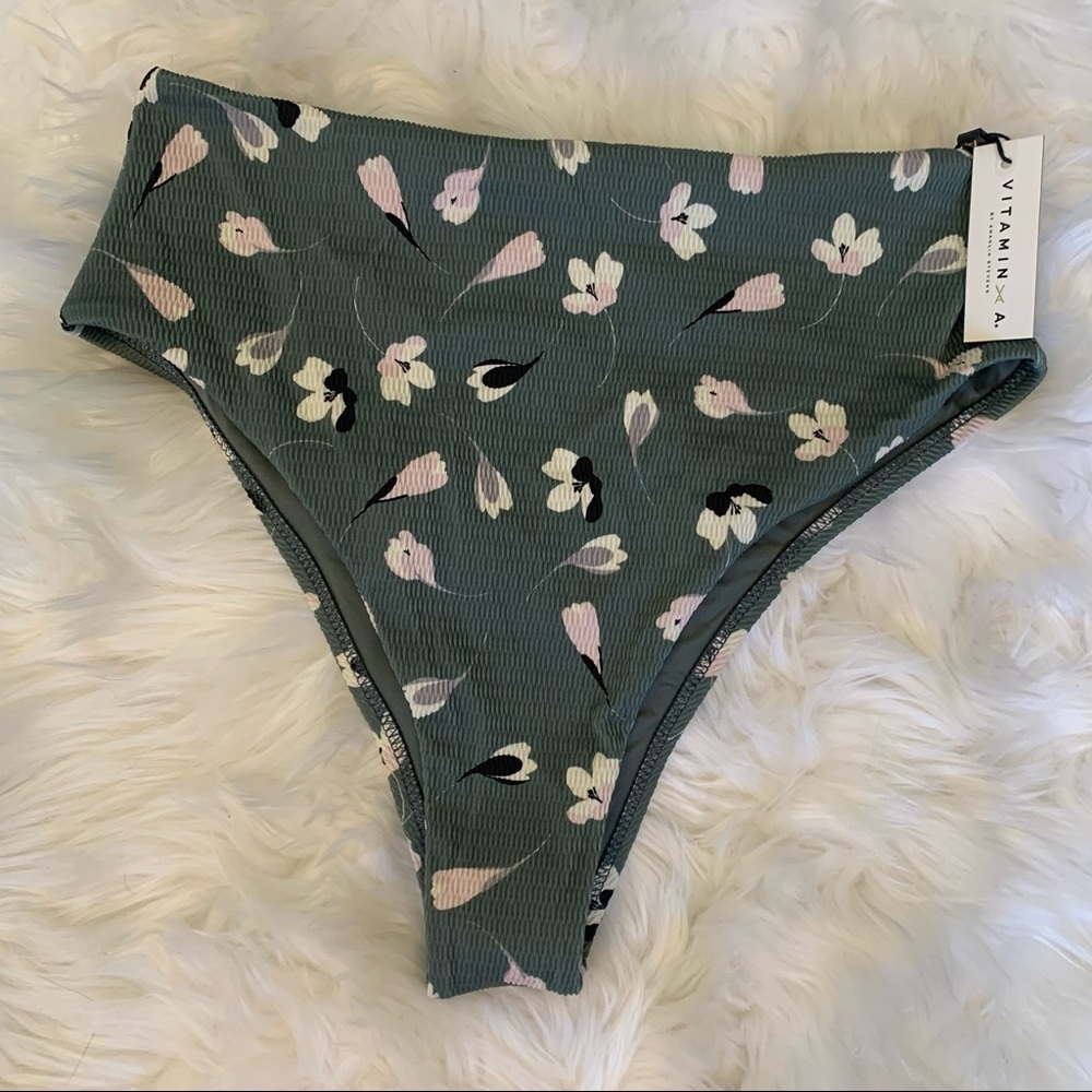 Vitamin A high waisted floral swim bottoms